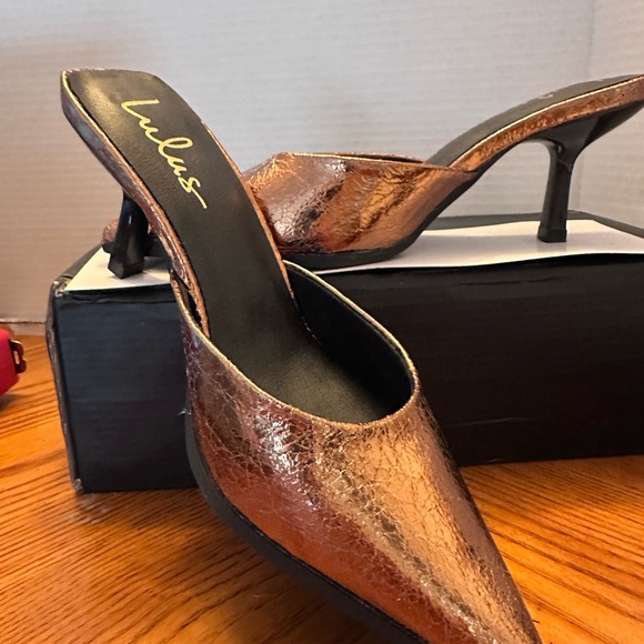 Lulu's Metallic Copper Slingback Heels - Picture 1 of 8